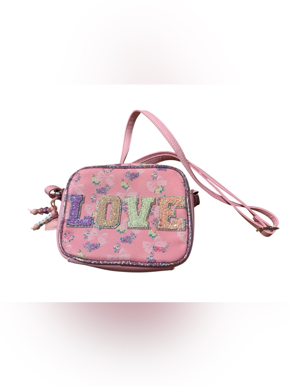 Miss Gwen OMG Accessories Pink Floral LOVE Crossbody Bag